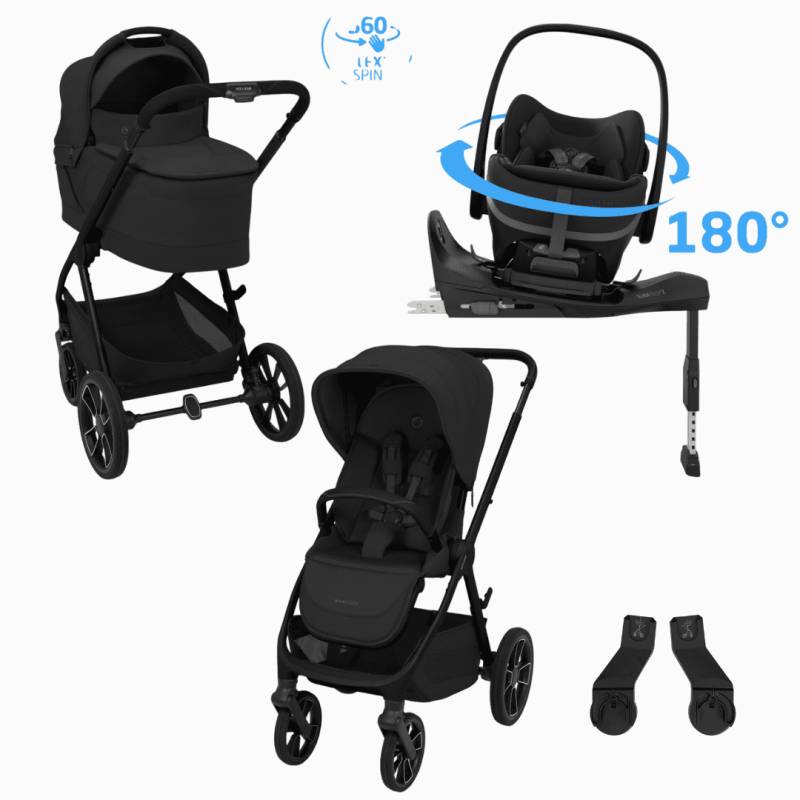 Maxi Cosi Oxford + 5in1 Kinderwagen-Set Onyx Black inkl. Babyschale Onyx Black und Base Maxi Cosi Oxford + 5in1 Kinderwagen-Set Onyx Black inkl. Babyschale Onyx Black und Base