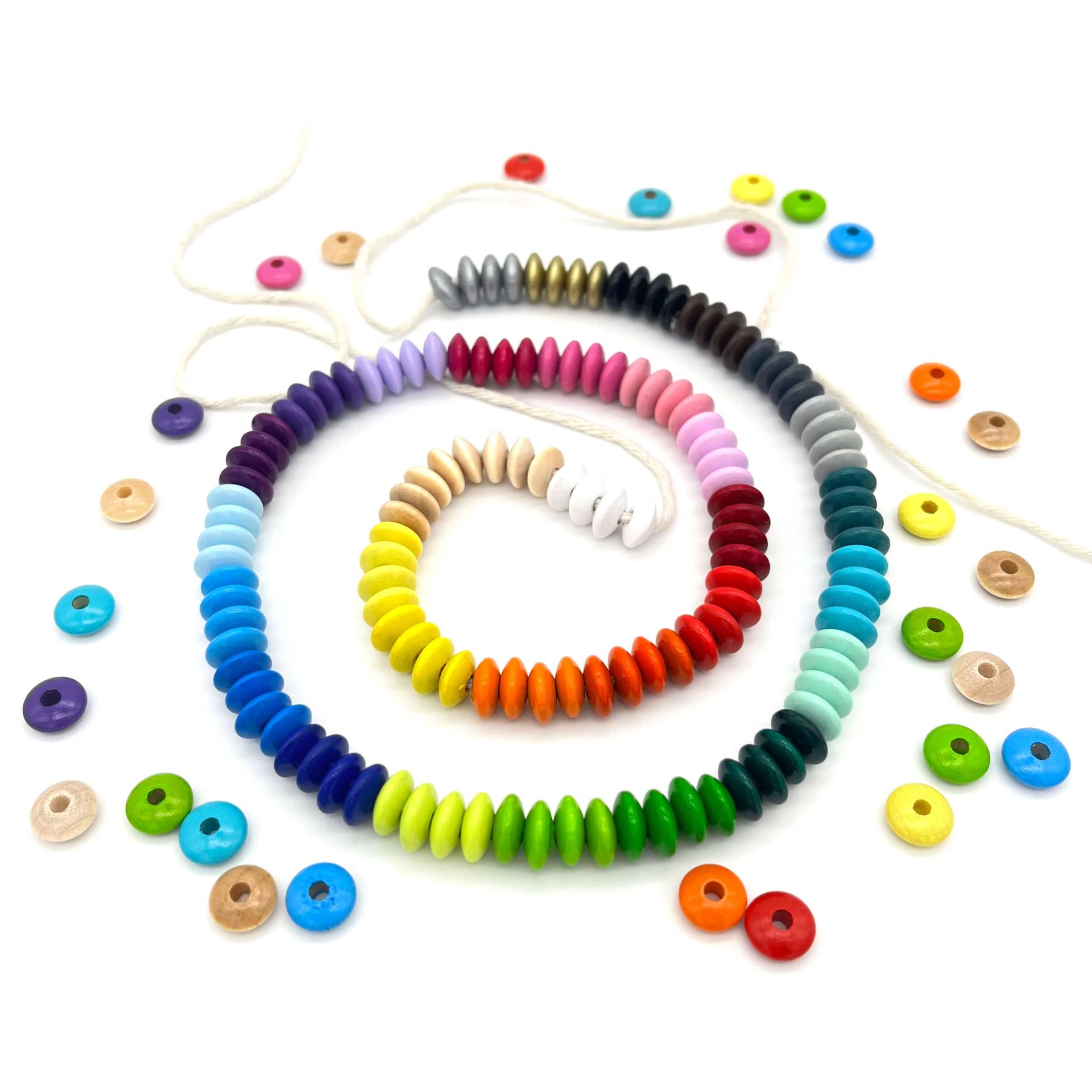 Maxi-Pack • 10mm Linsen-Perlen Holzlinsen • 500 Stück