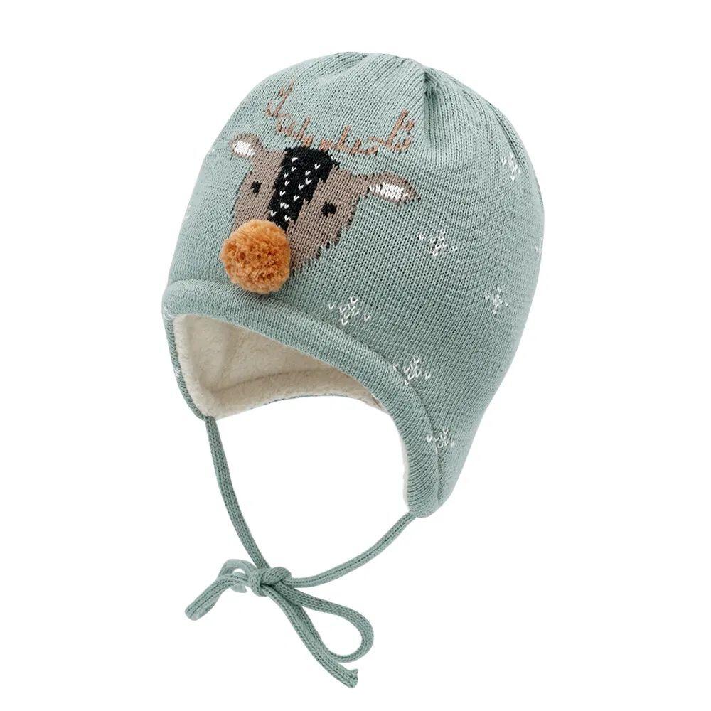 Maximo - Baby- Mütze ausgenäht Teddyfutter Rentier Gr.43