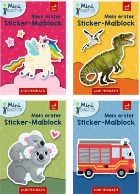 Meine ersten Stickerbilder "Einhörner/Dinosaurier/Tiere/Fahrzeuge"