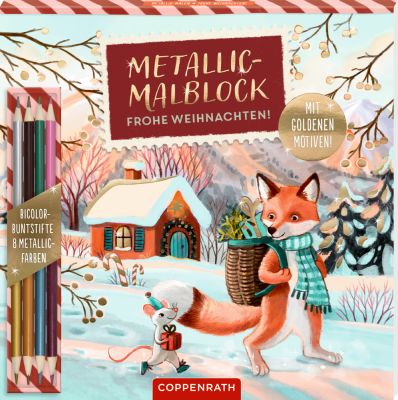 Metallic-Malblock (mit Bicolor-Stiften) - Frohe Weihnachten!