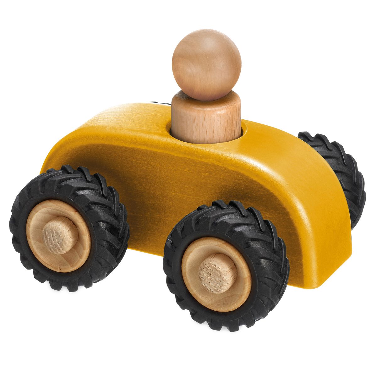 Micro Car gelb mit Holzfigur 11 cm