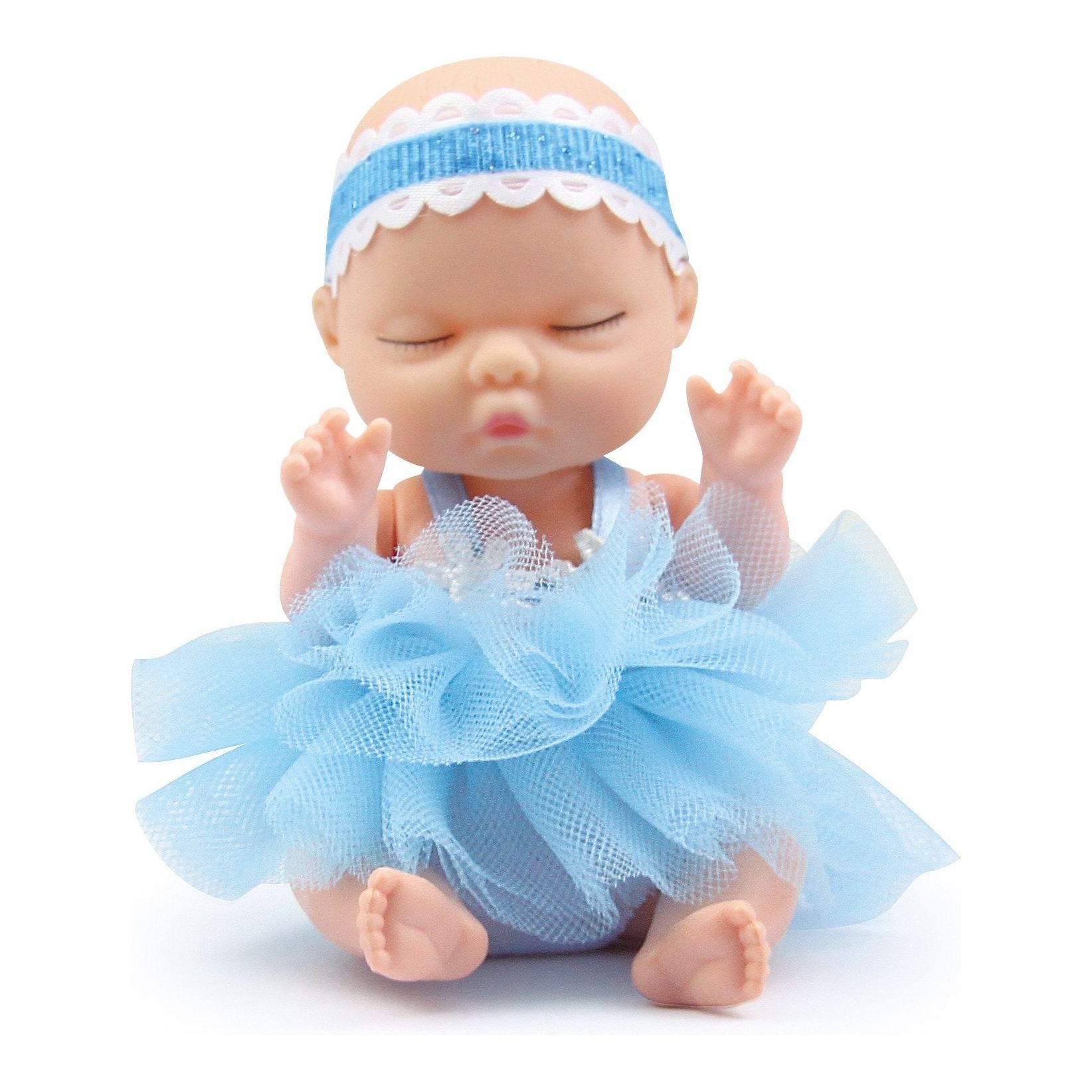 Mini Baby Puppe mit Flauschiger Felldecke in der Deko Kugel