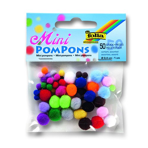 Mini-Pompons, 50 Stk. sortiert, 5-10 mm [Spielzeug]