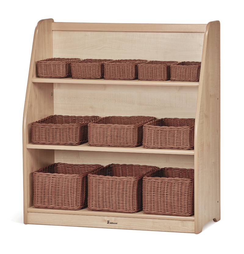 Mittelhohes Stufenregal mit Körben
