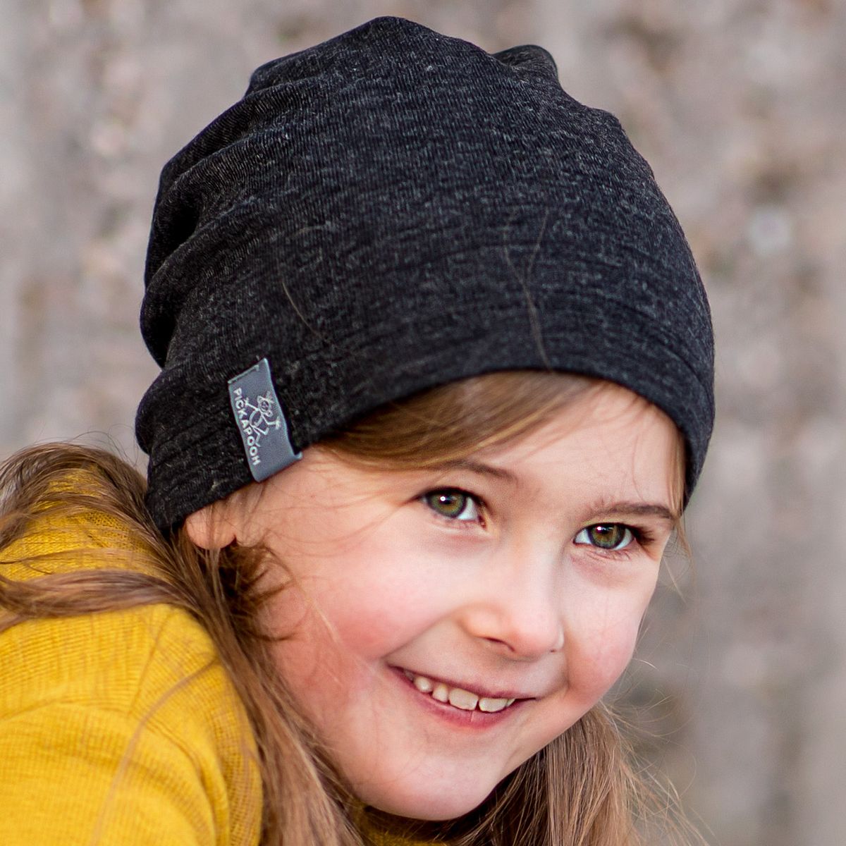Mitwachsende Beanie Mütze Wolle Seide anthrazit 52/54/56