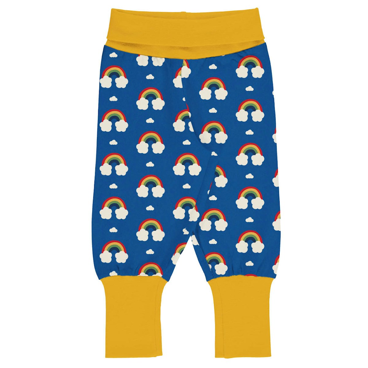 Mitwachsende Krabbelhose Bündchen Regenbogen blau 92/98