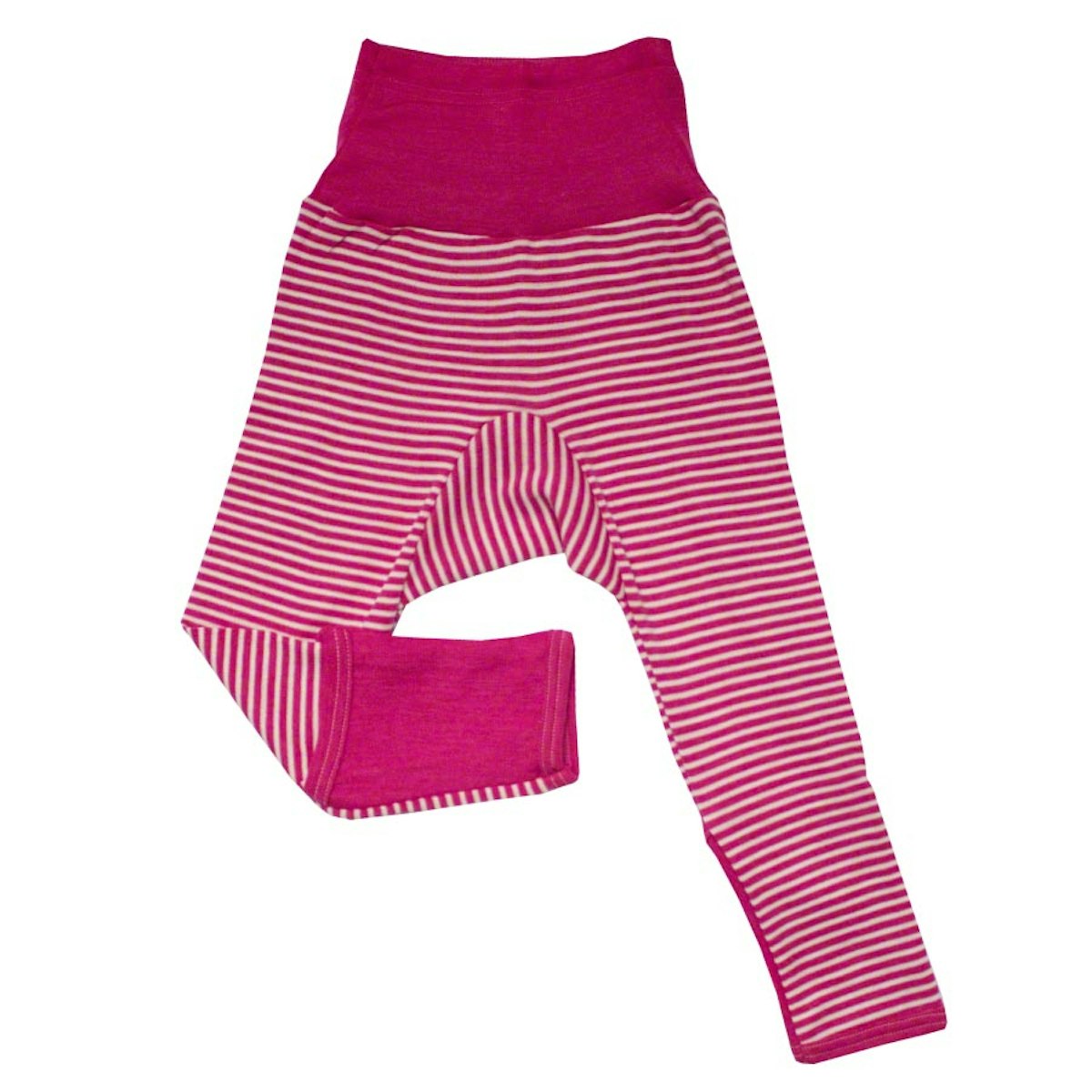 Mitwachsende Wolle Seide Hose pink gestreift Kratzschutz 50/56