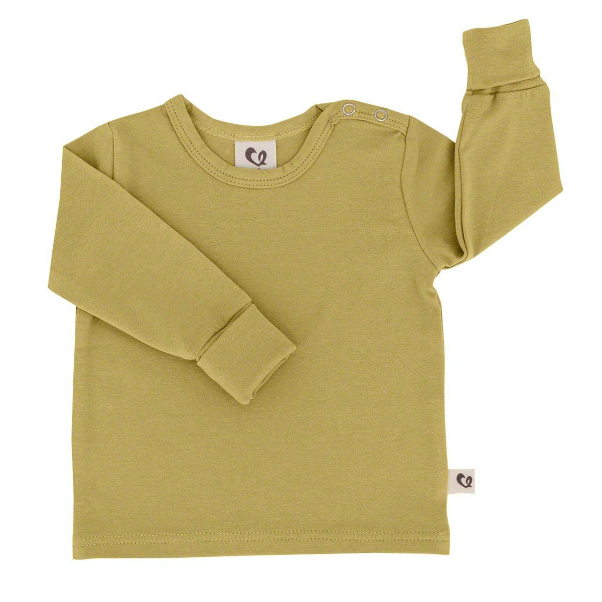 Mitwachsendes Bio Langarmshirt uni - Senf 74