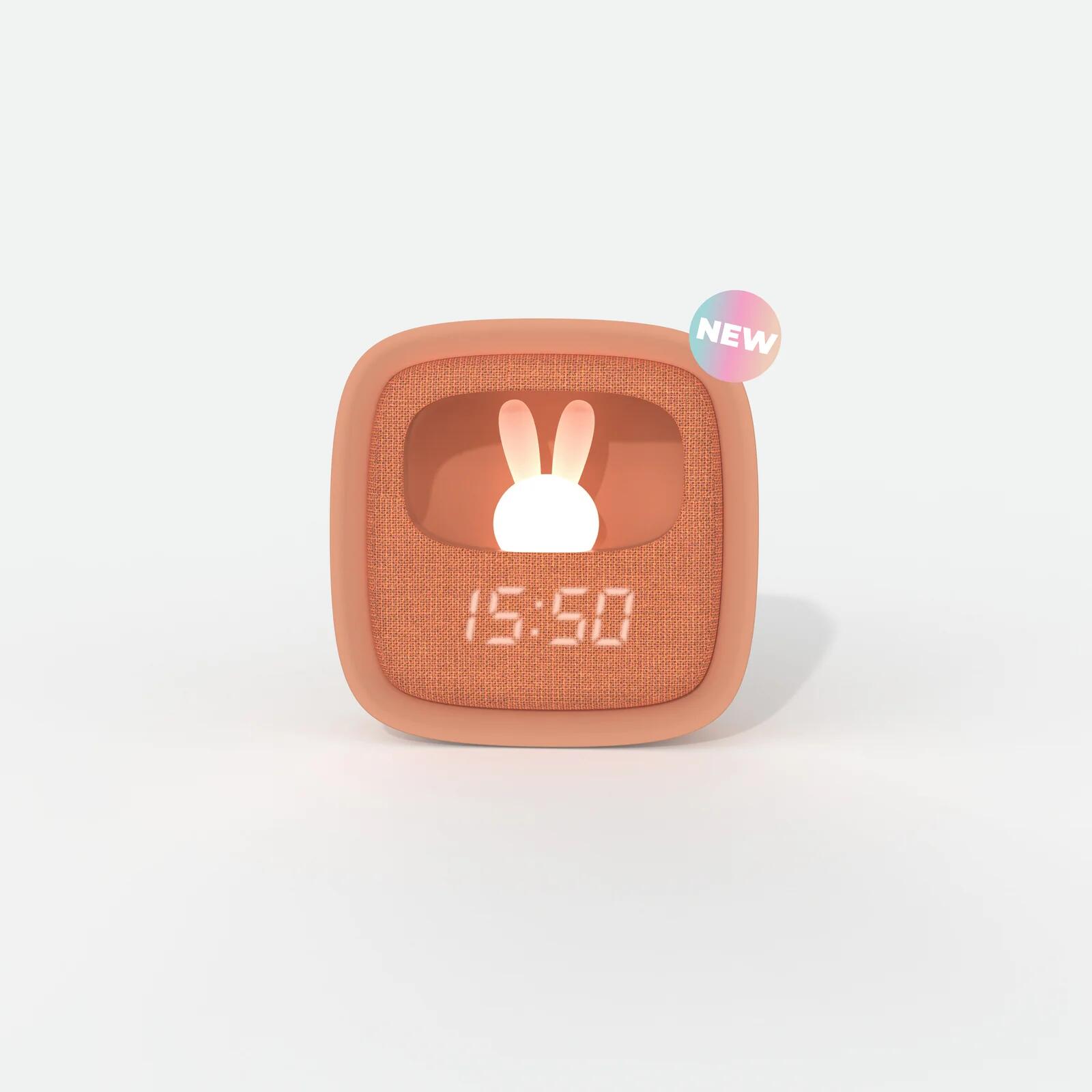 Mob - Mobility on Board - Nachtlicht und Uhr Hase Billy Clock and light - Caramel 12 x 4,2 cm rotbraun