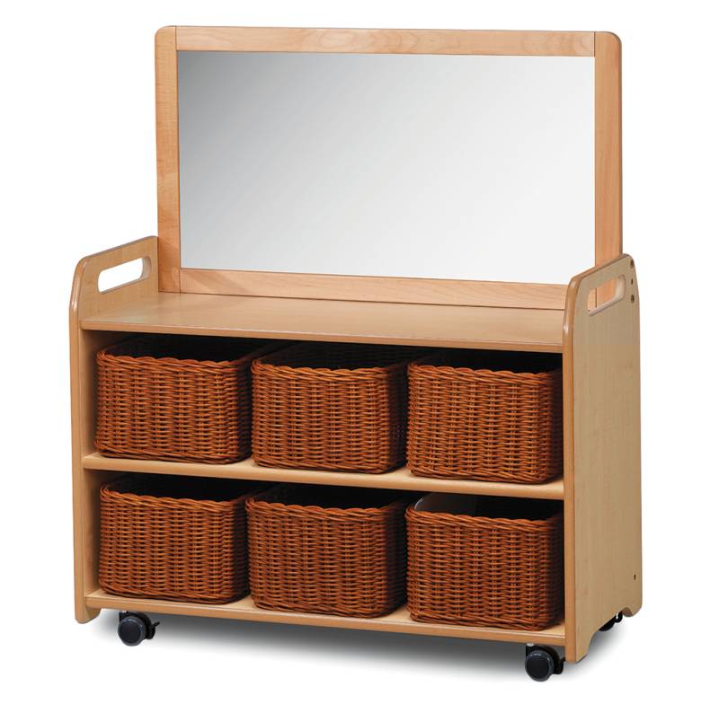 Mobile Einheit mit aufgesetztem Spiegel und 6 Körben Mobile Einheit mit aufgesetztem Spiegel und 6 Körben