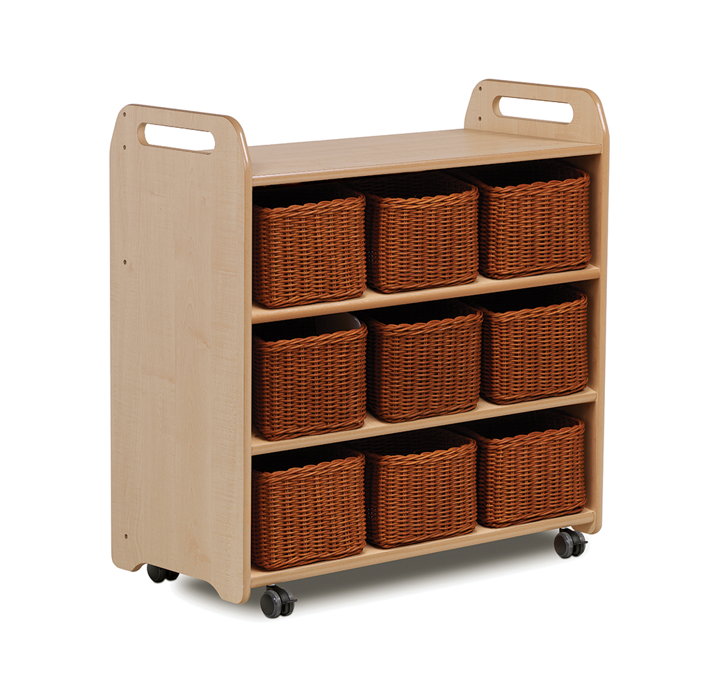 Mobiles Regal mit Spiegelrückwand und 9 Körben