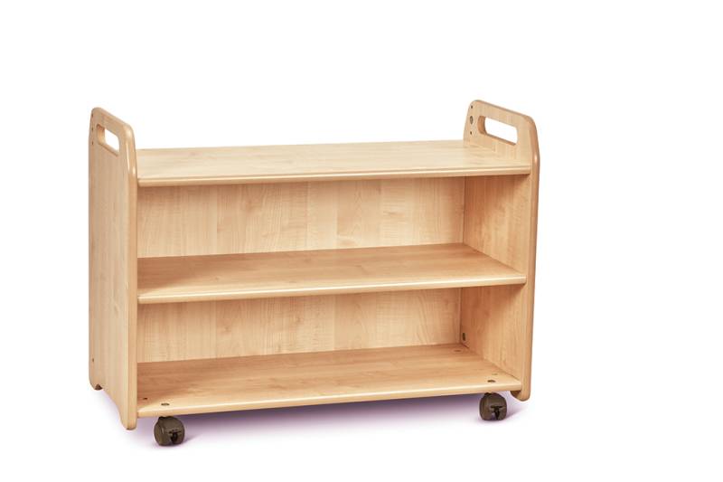 Mobiles Regal mit Vitrine und Spiegelrückwand (leer)