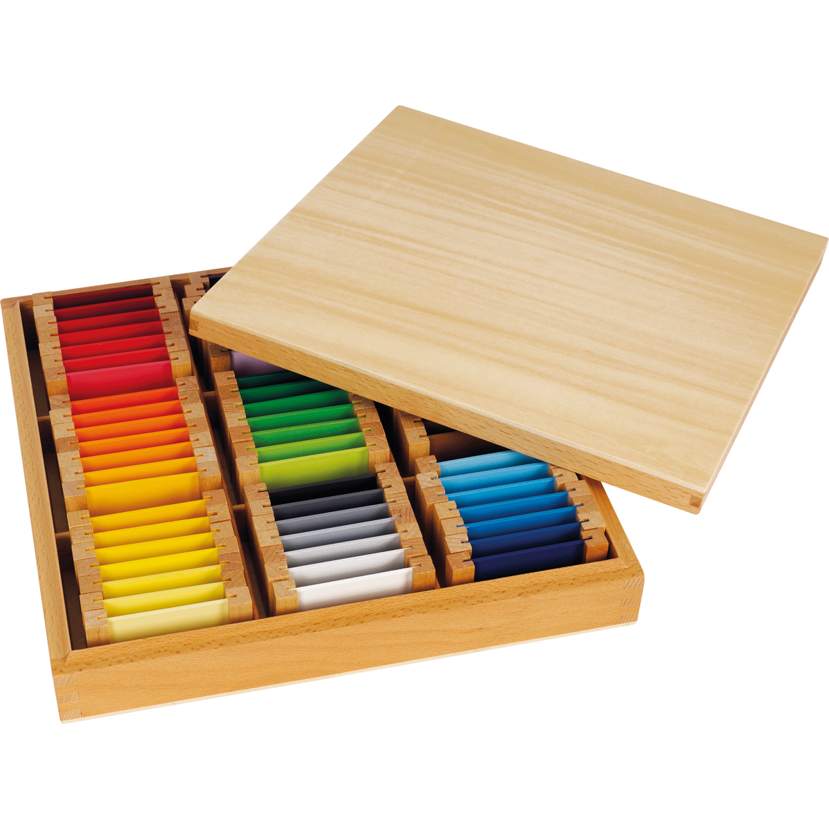 Montessori Farbtäfelchen Schattierungen 63 Stück