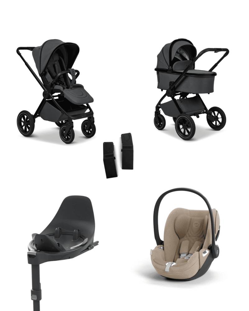 Moon GIO+ 2025 4in1 Set inkl. Cybex Cloud T i-Size Babyschale, Cybex Base T plus und Moon Adapter für GIO+ 2025 Anthra/Cozy Beige