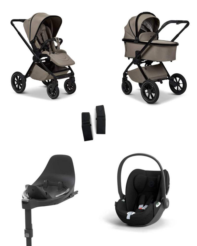 Moon GIO+ 2025 4in1 Set inkl. Cybex Cloud T i-Size Babyschale, Cybex Base T und Moon Adapter für GIO+ 2025 Mud/Sepia Black