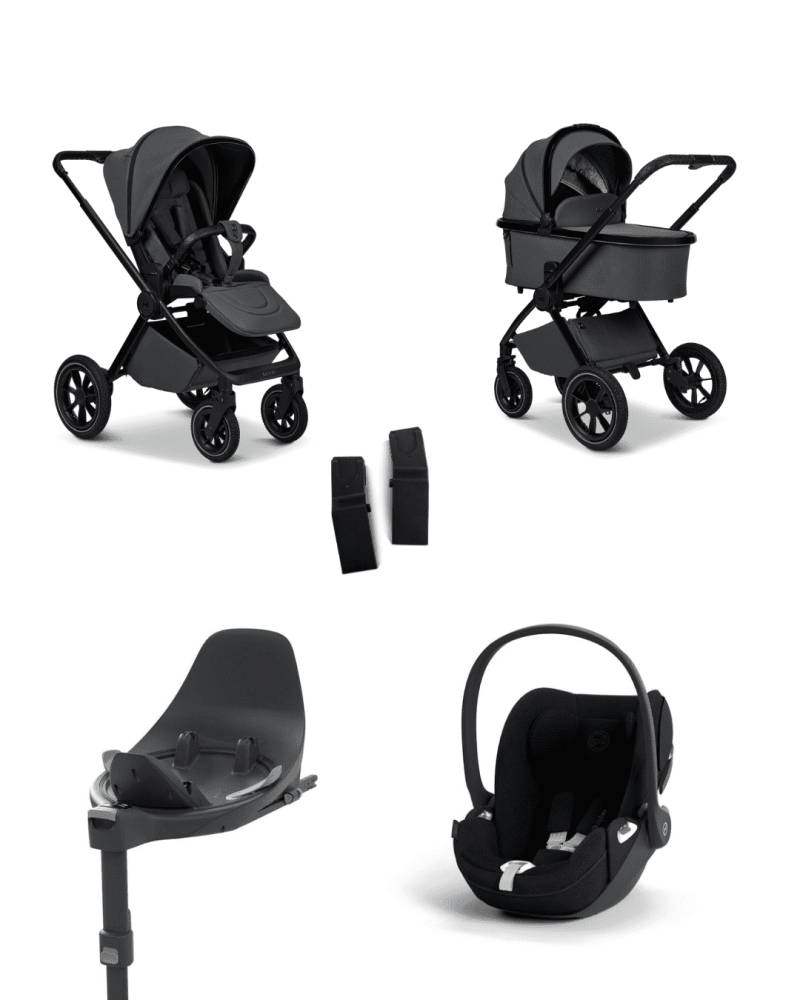 Moon GIO+ 2025 4in1 Set inkl. Cybex Cloud T plus i-Size Babyschale, Cybex Base T und Moon Adapter für GIO+ 2025 Anthra/Sepia Black