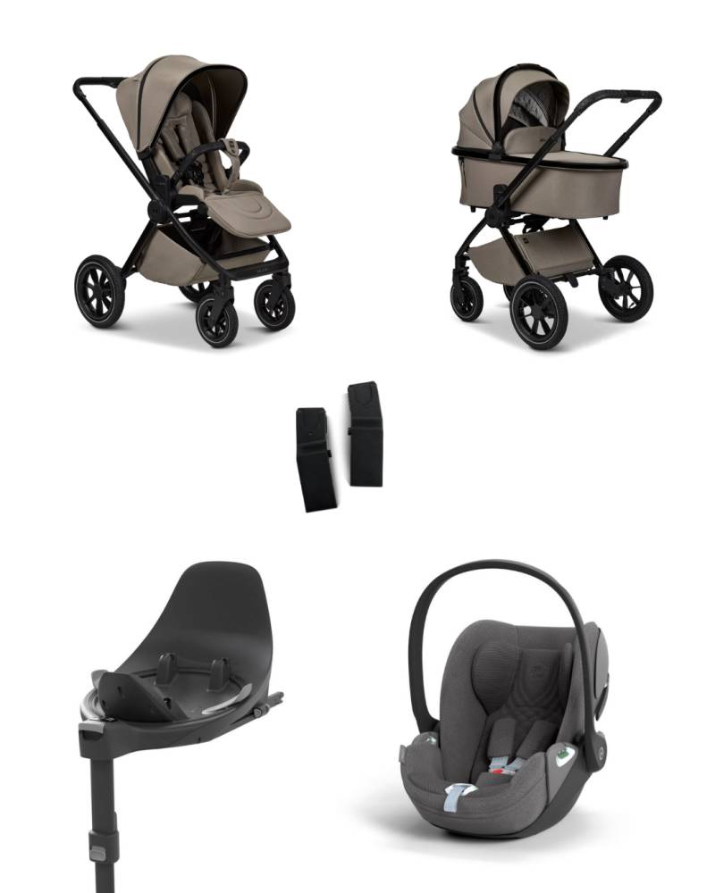 Moon GIO+ 2025 4in1 Set inkl. Cybex Cloud T plus i-Size Babyschale, Cybex Base T und Moon Adapter für GIO+ 2025 Mud/Mirage Grey