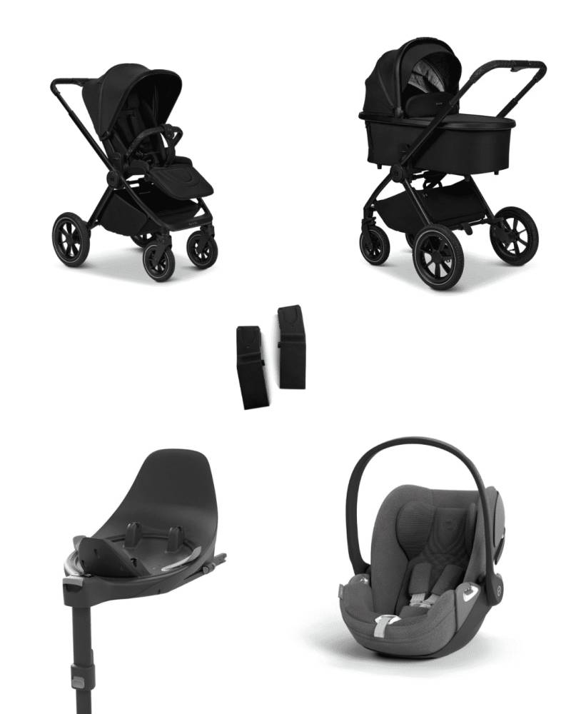 Moon GIO+ 2025 4in1 Set inkl. Cybex Cloud T plus i-Size Babyschale, Cybex Base T und Moon Adapter für GIO+ 2025 Onxy/Mirage Grey