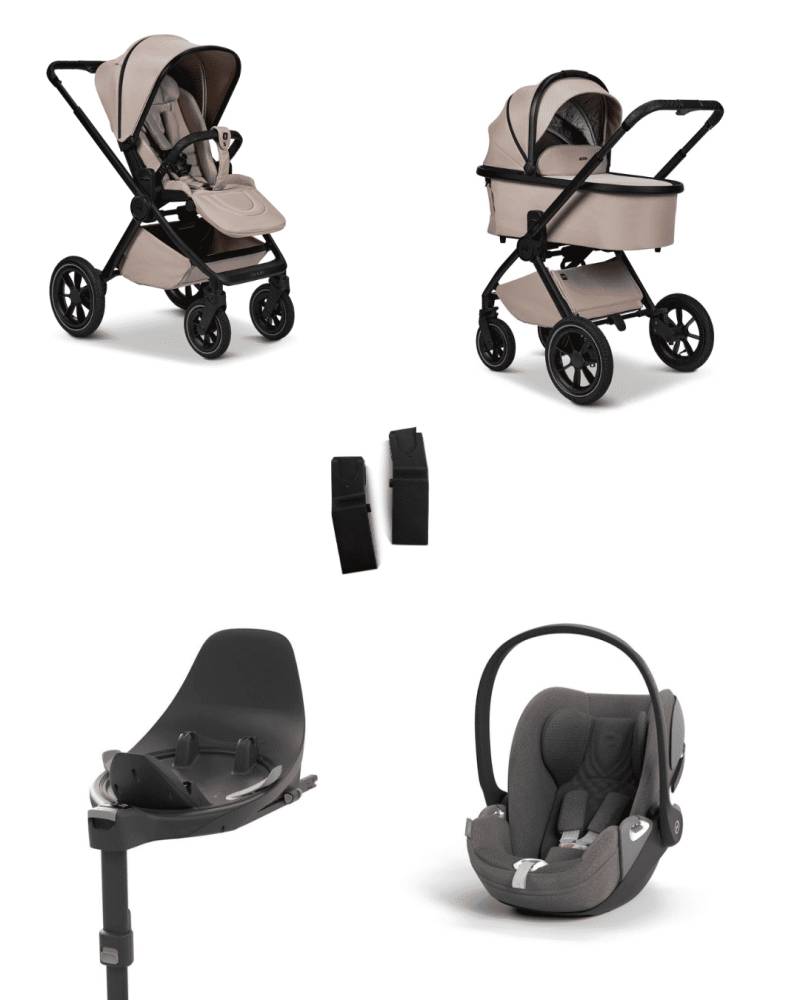 Moon GIO+ 2025 4in1 Set inkl. Cybex Cloud T plus i-Size Babyschale, Cybex Base T und Moon Adapter für GIO+ 2025 Sand/Mirage Grey