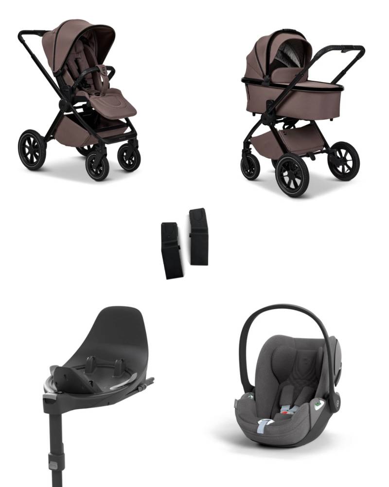 Moon GIO+ 2025 4in1 Set inkl. Cybex Cloud T plus i-Size Babyschale, Cybex Base T und Moon Adapter für GIO+ 2025 Tonka/Mirage Grey
