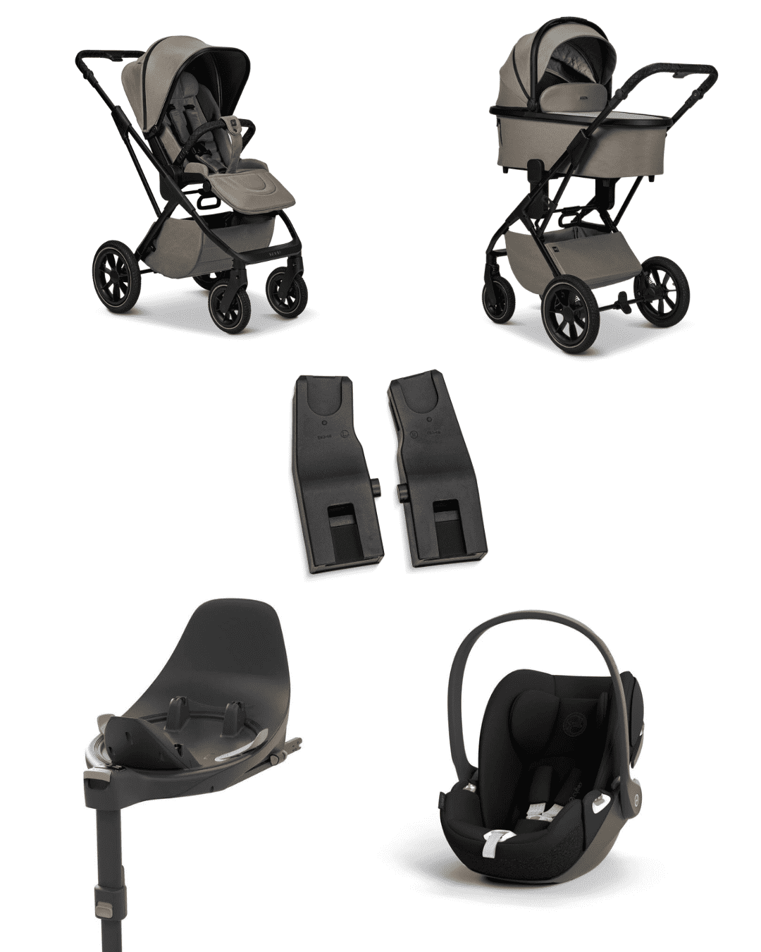 Moon PIU 2025 4in1 Set inkl. Cybex Cloud T i-Size mit Base T und Moon PIU Adapter Mud/Sepia Black