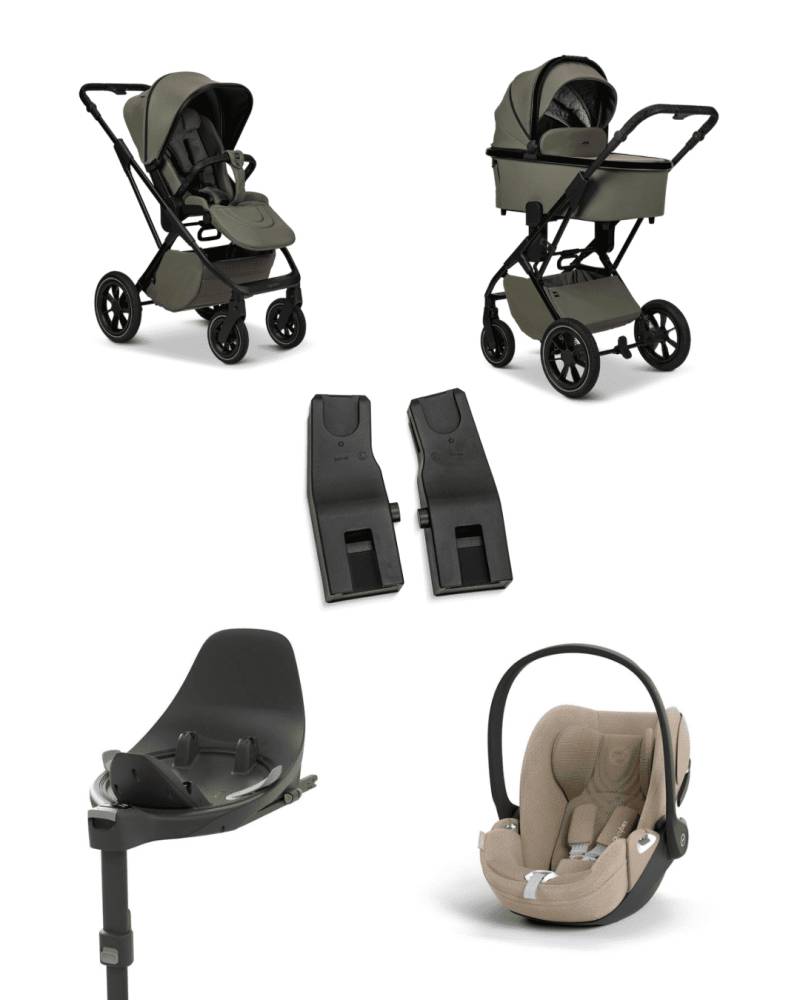 Moon PIU 2025 4in1 Set inkl. Cybex Cloud T plus i-Size mit Base T und Moon PIU Adapter Moos/Cozy Beige