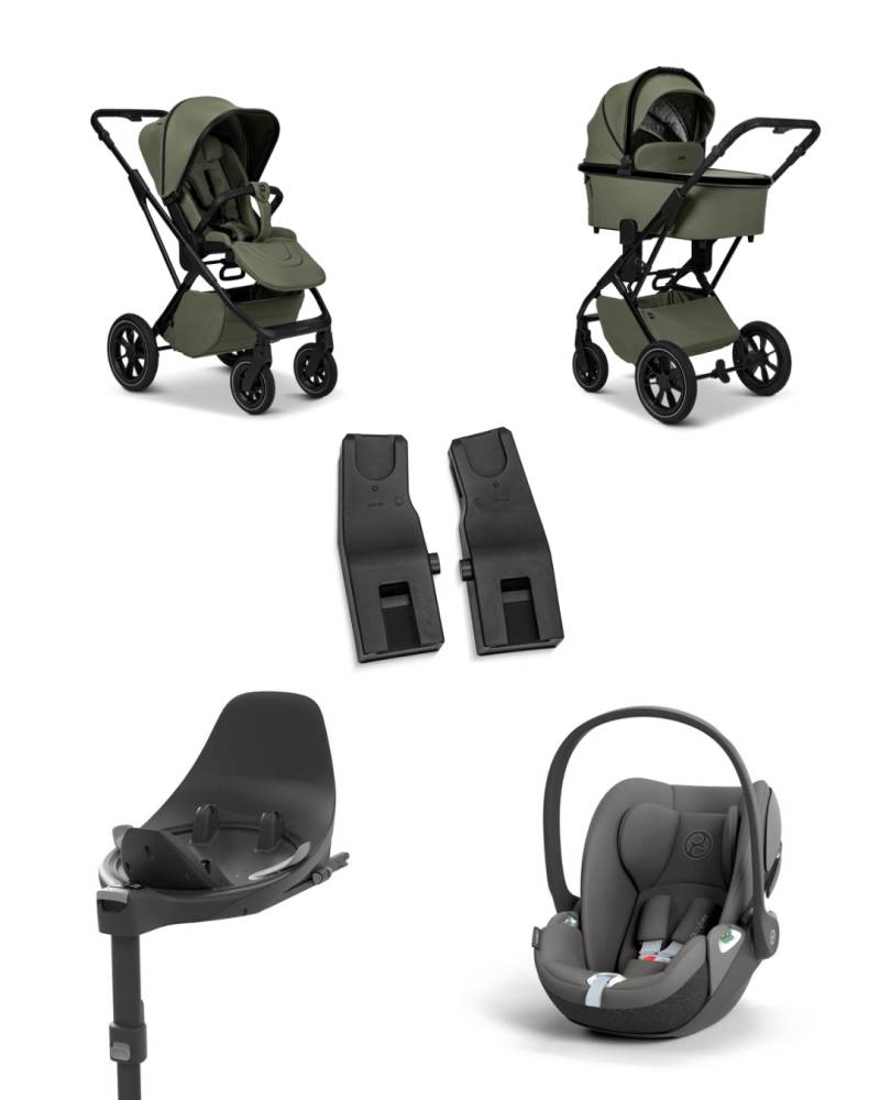 Moon PIU 2025 4in1 Set inkl. Cybex Cloud T plus i-Size mit Base T und Moon PIU Adapter Moos/Mirage Grey