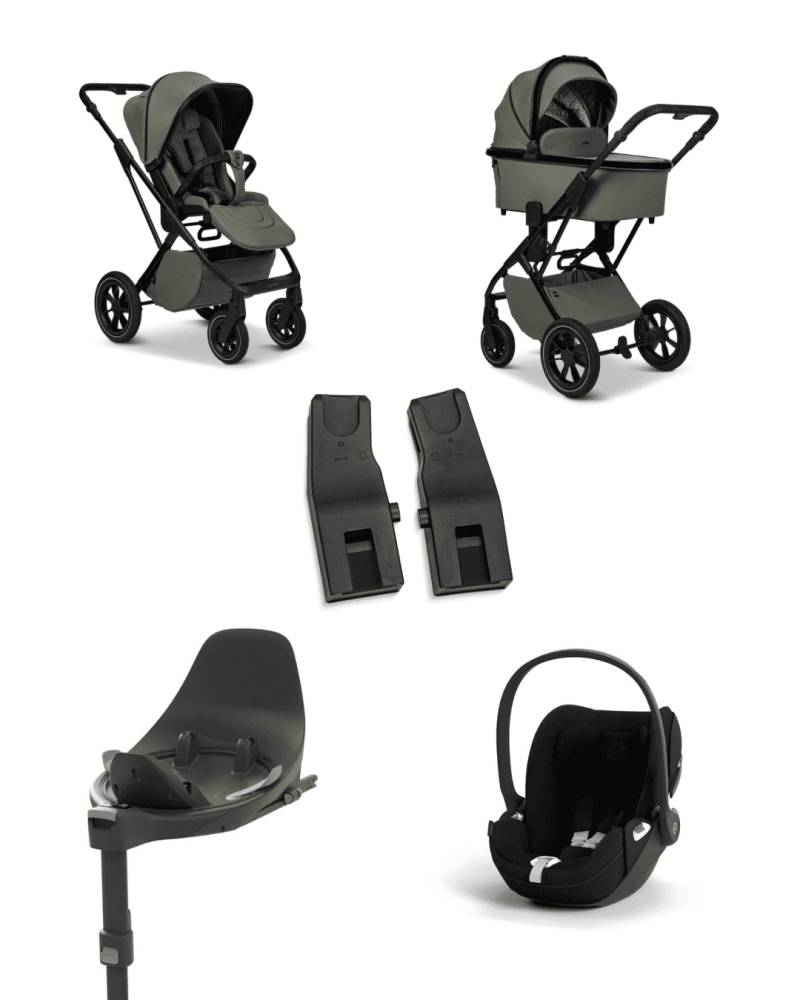 Moon PIU 2025 4in1 Set inkl. Cybex Cloud T plus i-Size mit Base T und Moon PIU Adapter Moss/Sepia Black
