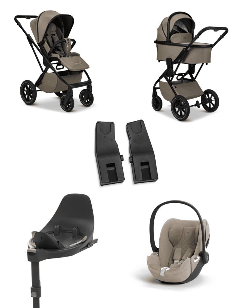 Moon PIU 2025 4in1 Set inkl. Cybex Cloud T plus i-Size mit Base T und Moon PIU Adapter Mud/Cozy Beige