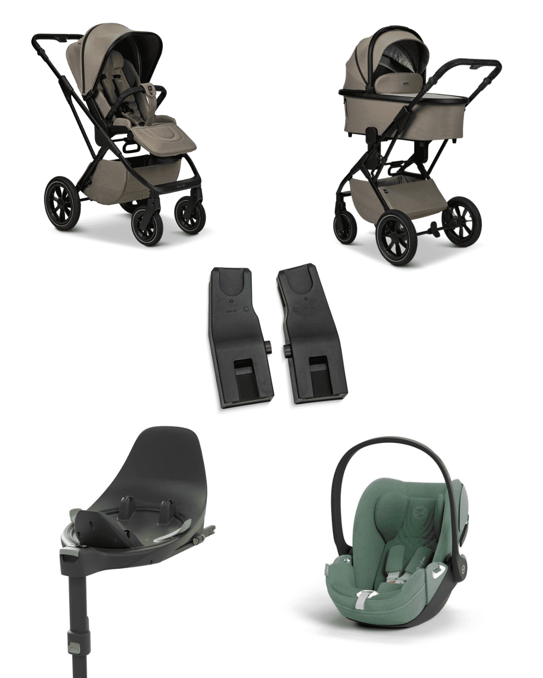 Moon PIU 2025 4in1 Set inkl. Cybex Cloud T plus i-Size mit Base T und Moon PIU Adapter Mud/Leaf Green