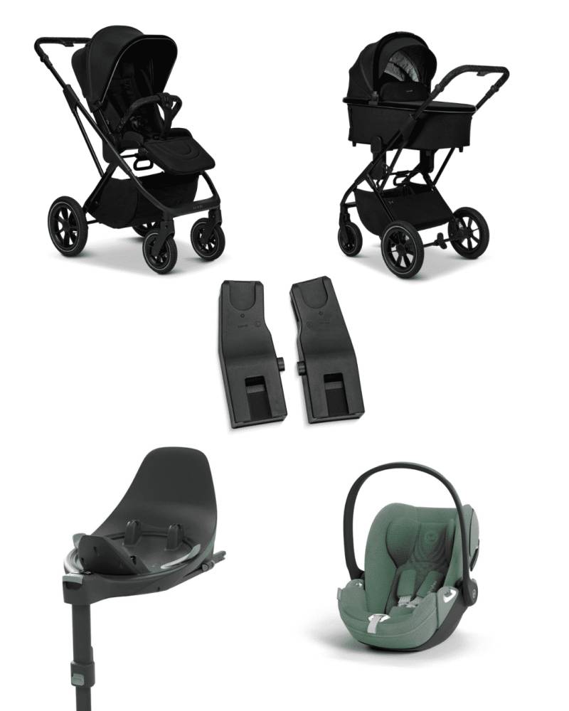 Moon PIU 2025 4in1 Set inkl. Cybex Cloud T plus i-Size mit Base T und Moon PIU Adapter Onxy/Leaf Green
