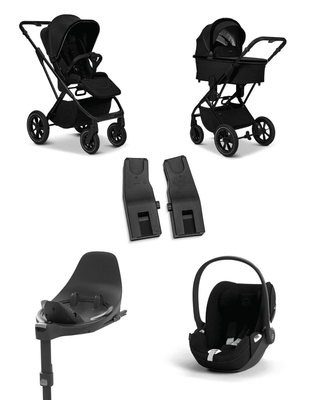 Moon PIU 2025 4in1 Set inkl. Cybex Cloud T plus i-Size mit Base T und Moon PIU Adapter Onxy/Sepia Black