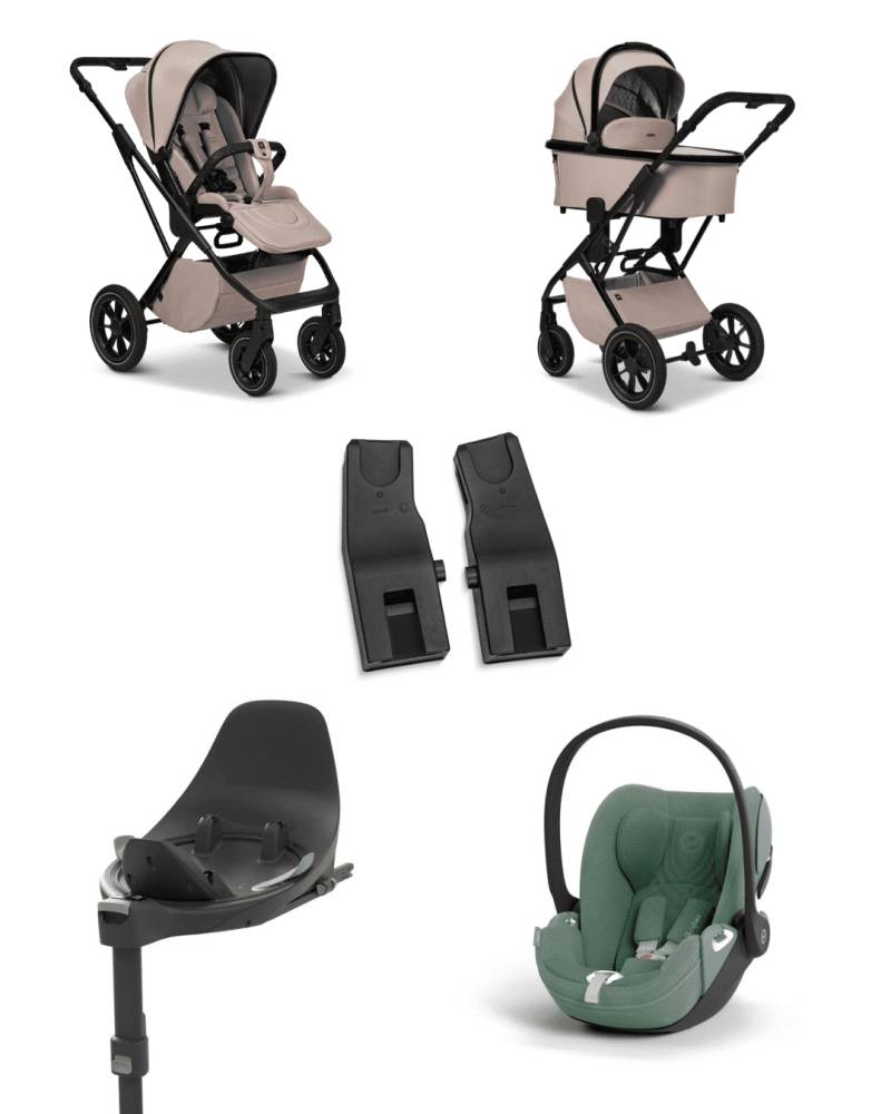 Moon PIU 2025 4in1 Set inkl. Cybex Cloud T plus i-Size mit Base T und Moon PIU Adapter Sand/Leaf Green