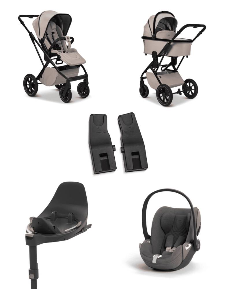 Moon PIU 2025 4in1 Set inkl. Cybex Cloud T plus i-Size mit Base T und Moon PIU Adapter Sand/Mirage Grey