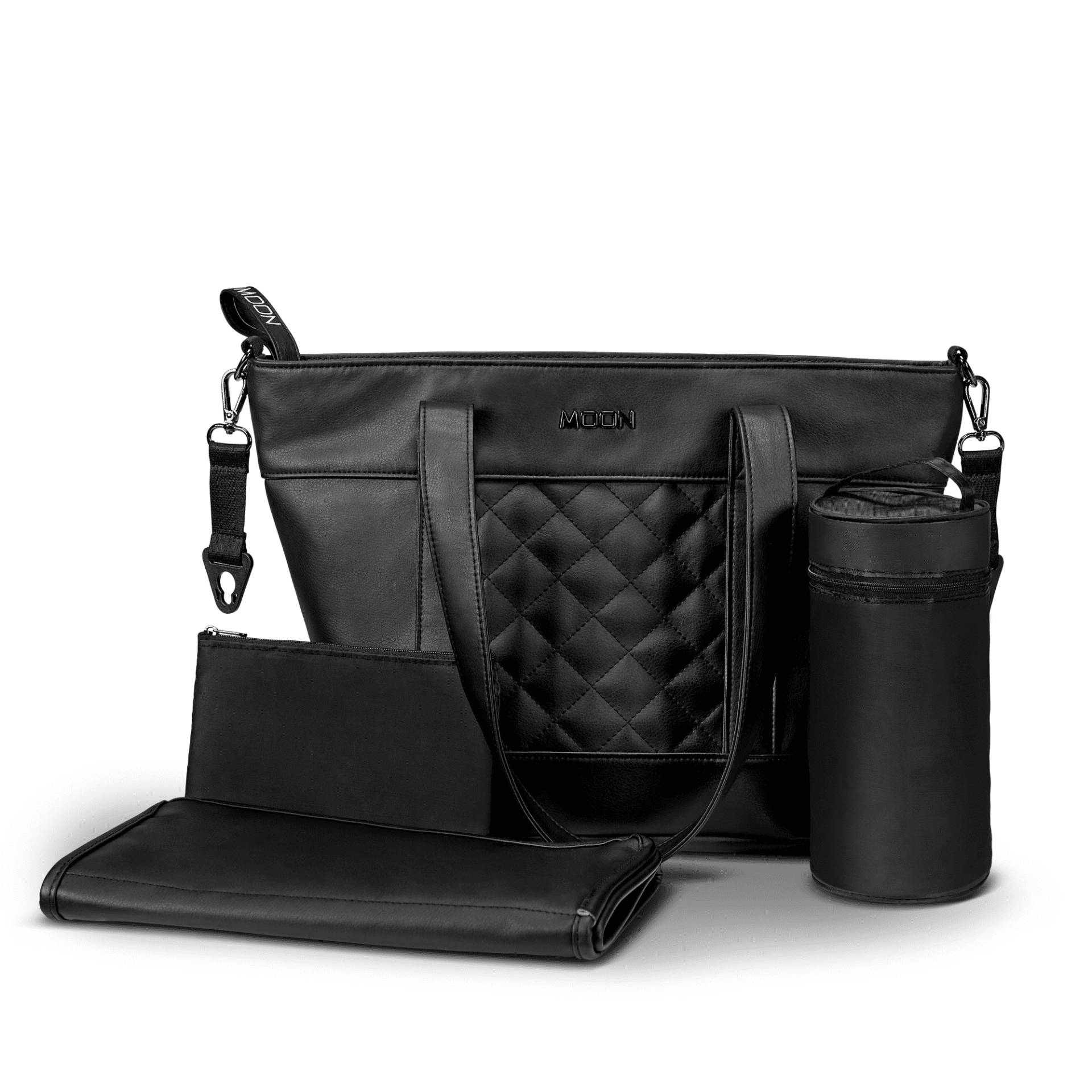 Moon V-Shape Bag Black Leather - Wickeltasche