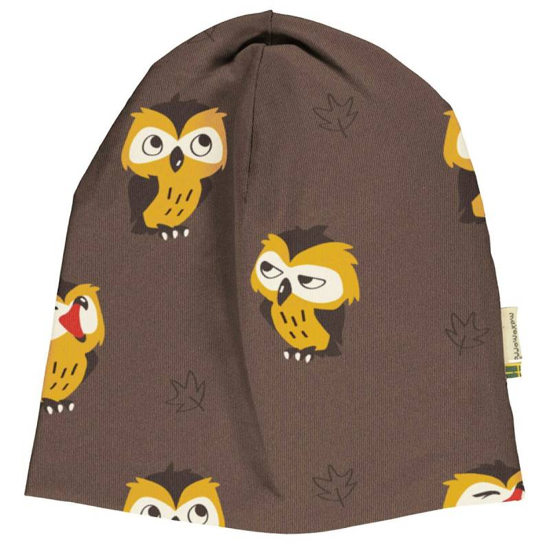 Mütze mit Alloverprint Eulen in braun 52/54
