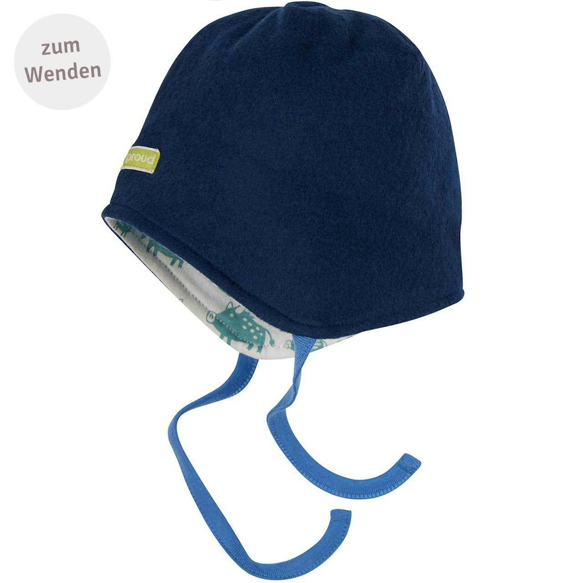 Mütze zum Wenden und Binden Fleece marine 50