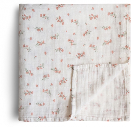 Mushie Swaddle Pucktuch pink flowers