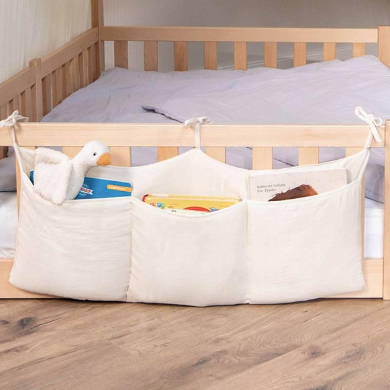 Musselin Bett-Organizer für Hausbett & Gitterbett, creme Musselin Bett-Organizer für Hausbett & Gitterbett, creme