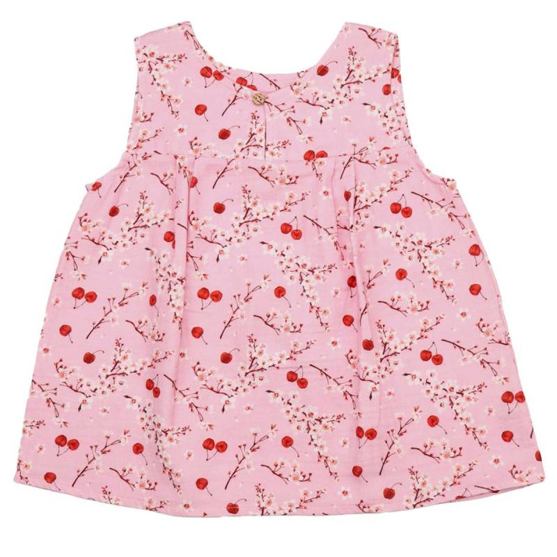 Musselin Bluse kurzarm Blumen rosa 128