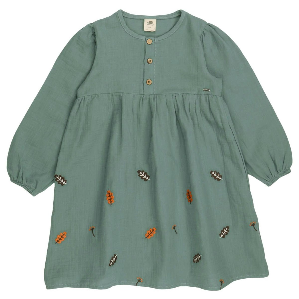 Musselin Langarmkleid Blätter grün 116