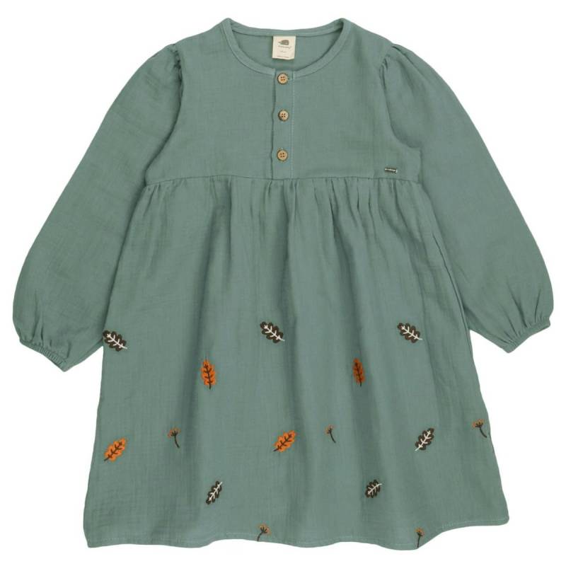 Musselin Langarmkleid Blätter grün 98