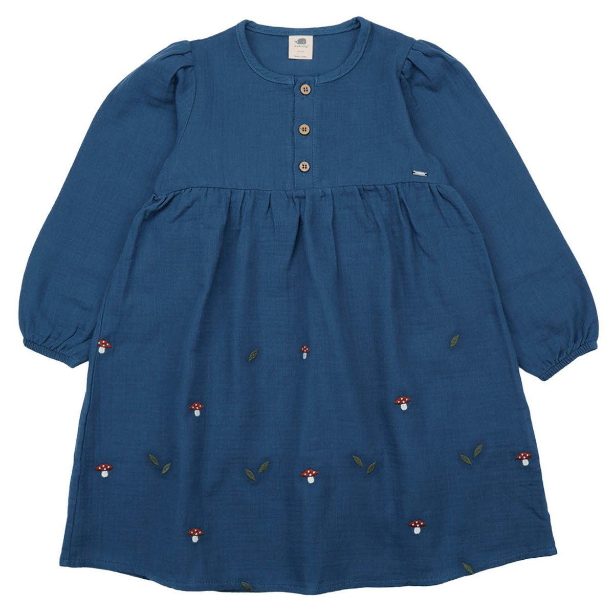 Musselin Langarmkleid Pilze dunkelblau 104