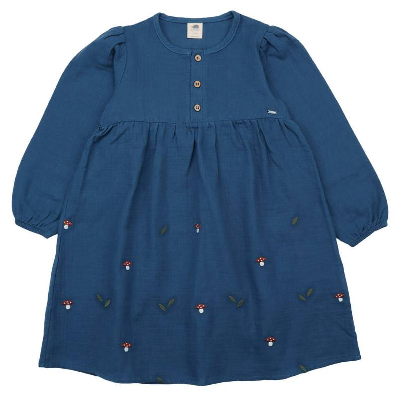 Musselin Langarmkleid Pilze dunkelblau 146
