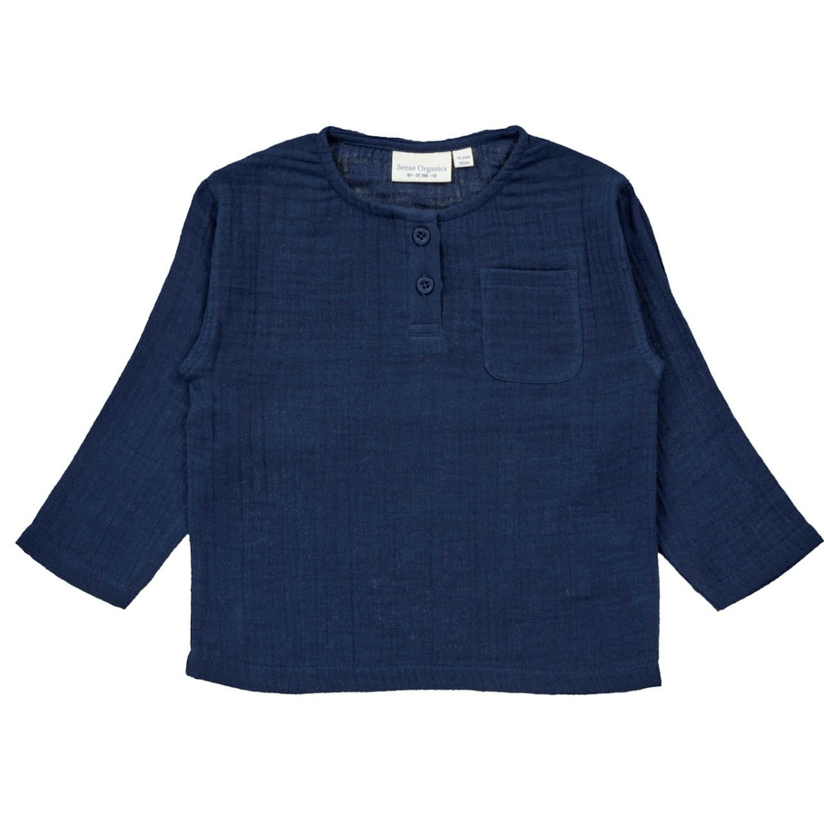 Musselin Langarmshirt uni navy 74