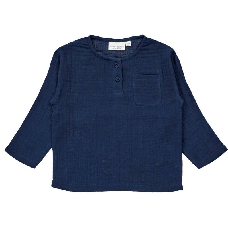 Musselin Langarmshirt uni navy 74