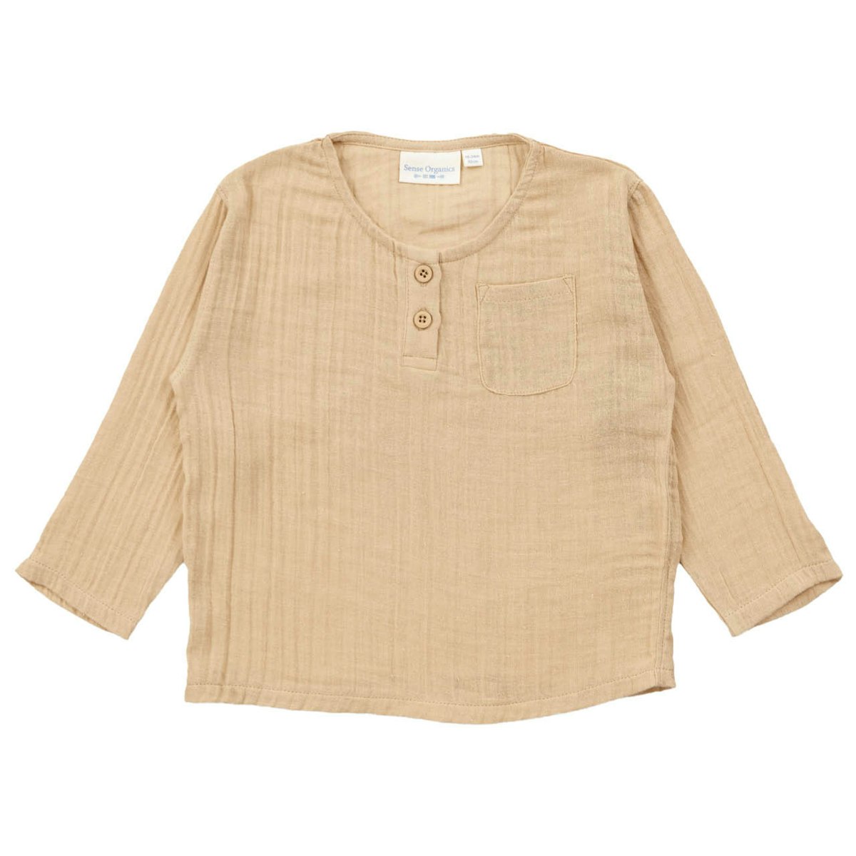 Musselin Langarmshirt uni sand-beige 62/68