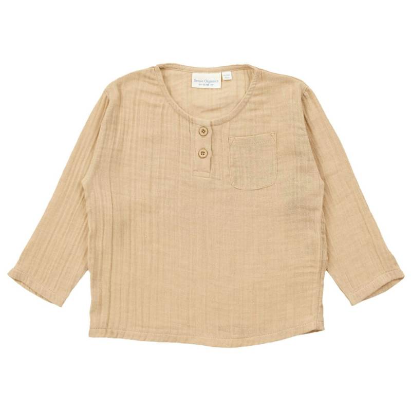Musselin Langarmshirt uni sand-beige 62/68