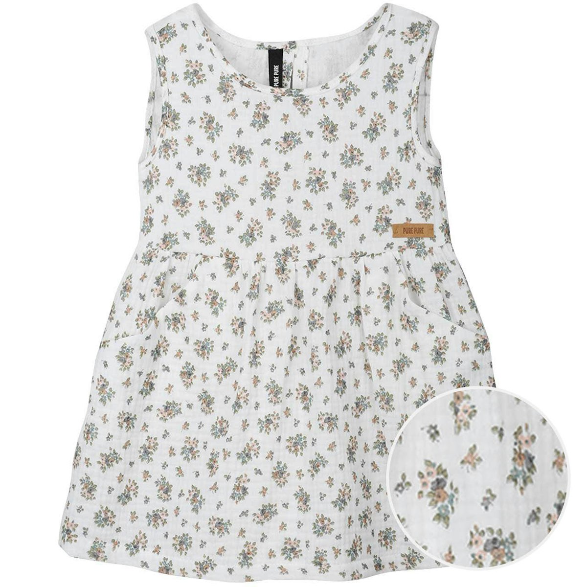 Musselin Mädchen Sommerkleid Blumen weiß 122/128